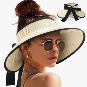 Elegant Cream Sun Visor with Black Trim